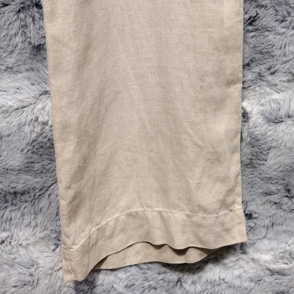 Talbots 100% Linen Wide Leg Pants Women's 12P Cream Lagenlook Minimalist Beach - Picture 3 of 8